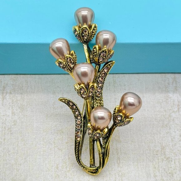 Brand new Tulip Flower Brooch Rhinestone Tulip Brooch Flower Pin Sprind Brooch - Picture 6 of 6